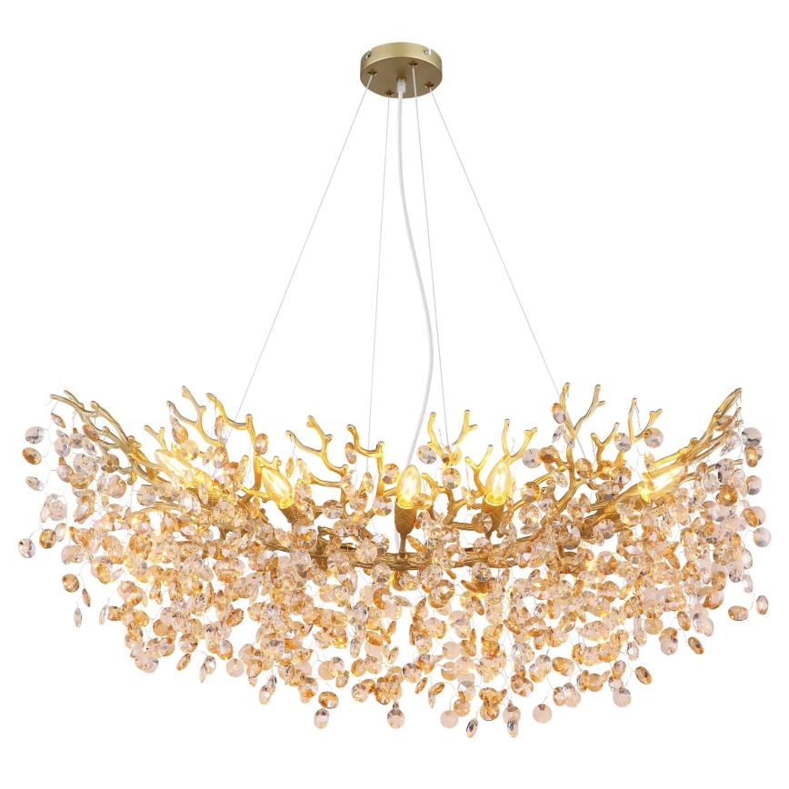 Globo - Lysekrone med wireophæng 10xE14/40W/230V, guld