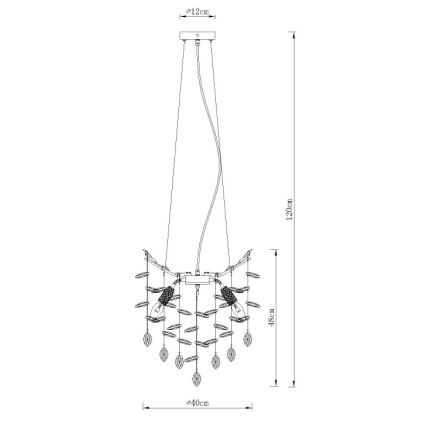 Globo - Pendel på wire 4xE14/40W/230V, sølv