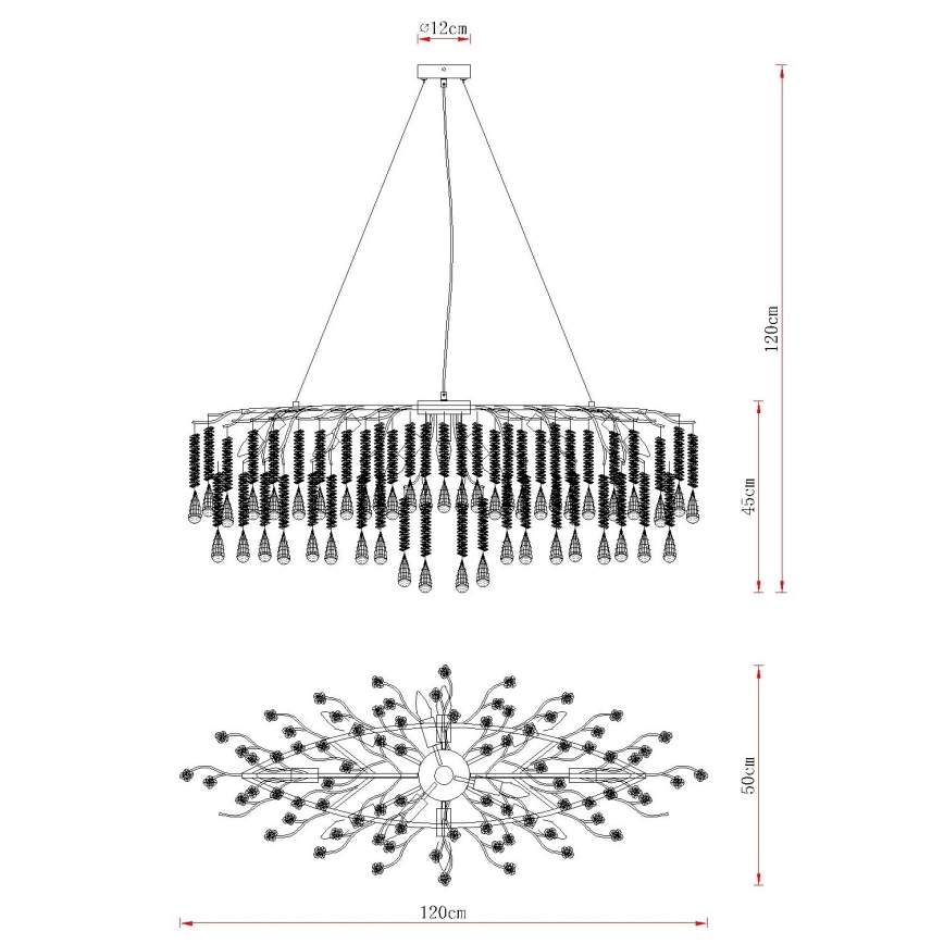 Globo - Lysekrone på wire 12xE14/40W/230V