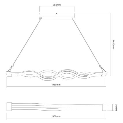 Globo - LED dæmpbar pendel på wire LED/30W/230V + fjernbetjening