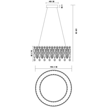 Globo - LED-lysekrone på wire LED/58W/230V 2700-6000K + fjernbetjening