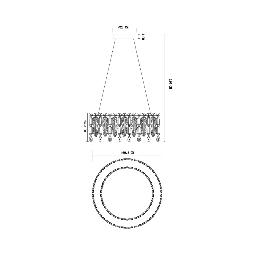 Globo - LED Dæmpbar loftlampe på wire LED/58W/230V 2700-600K + fjernbetjening