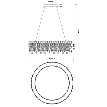 Globo - LED dæmpbar pendel med wireophæng LED/78W/230V 2700-6000K + fjernbetjening