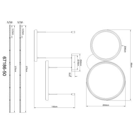 Globo - LED pendel dæmpbar LED/50W/230V 2700-6000K sort + fjernbetjening