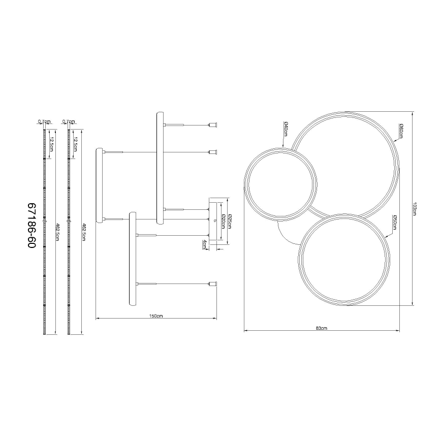 Globo - LED pendel dæmpbar LED/55W/230V 2700-6000K sort + fjernbetjening