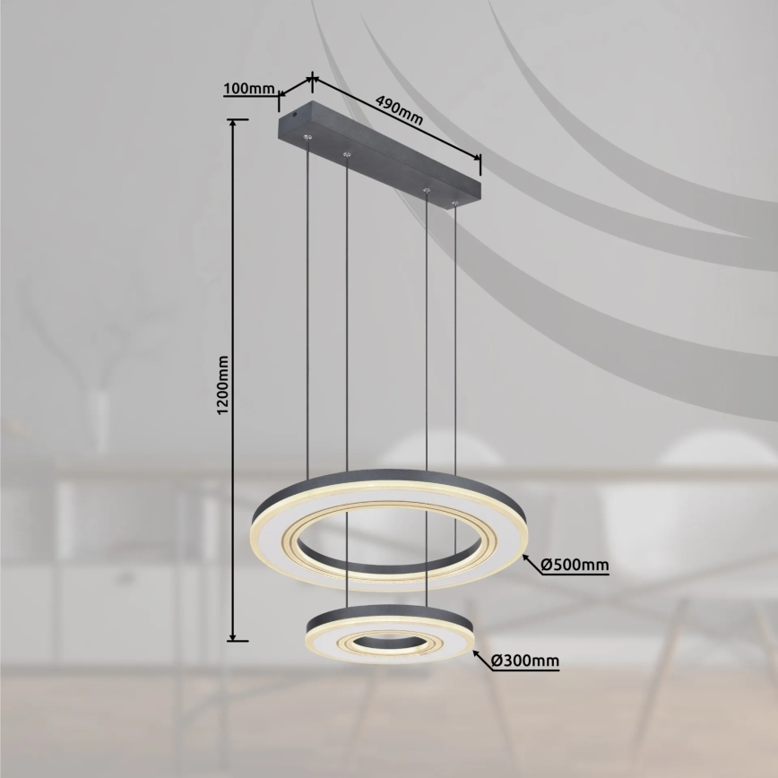 Globo - LED pendel dæmpbar LED/50W/230V 2700-6000K diameter 50 cm sort + fjernbetjening