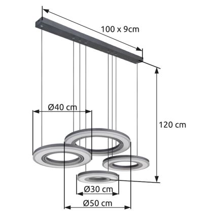 Globo - LED pendel dæmpbar LED/80W/230V 2700-6000K sort + fjernbetjening