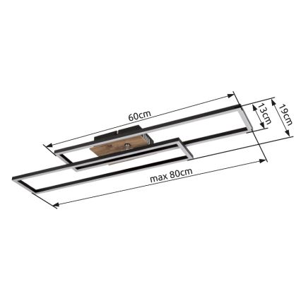 Globo - LED loftlampe LED/30W/230V 3000K 60x80 cm sort
