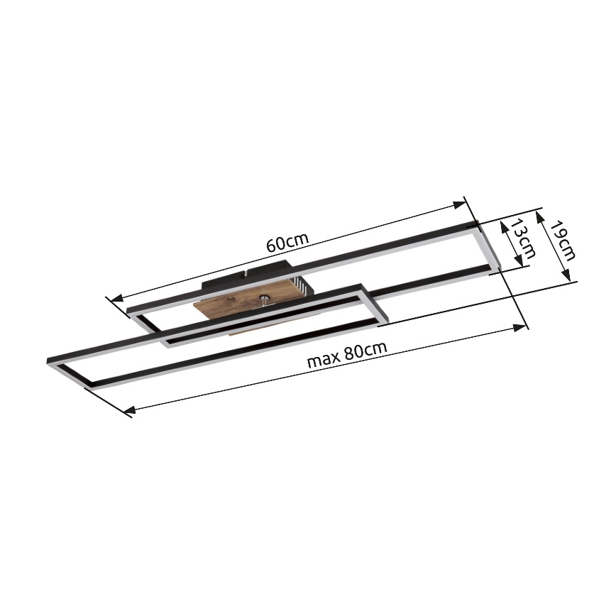 Globo - LED loftlampe LED/30W/230V 3000K 60x80 cm sort