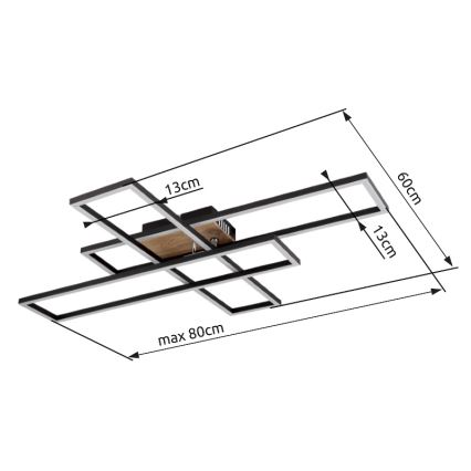 Globo - LED loftlampe LED/40W/230V 3000K 60x80 cm sort