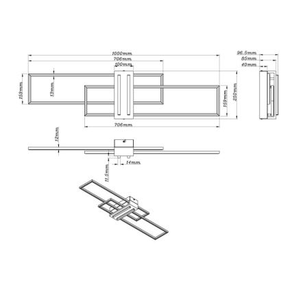 Globo - LED loftlampe LED/40W/230V 3000K 25x100 cm sort