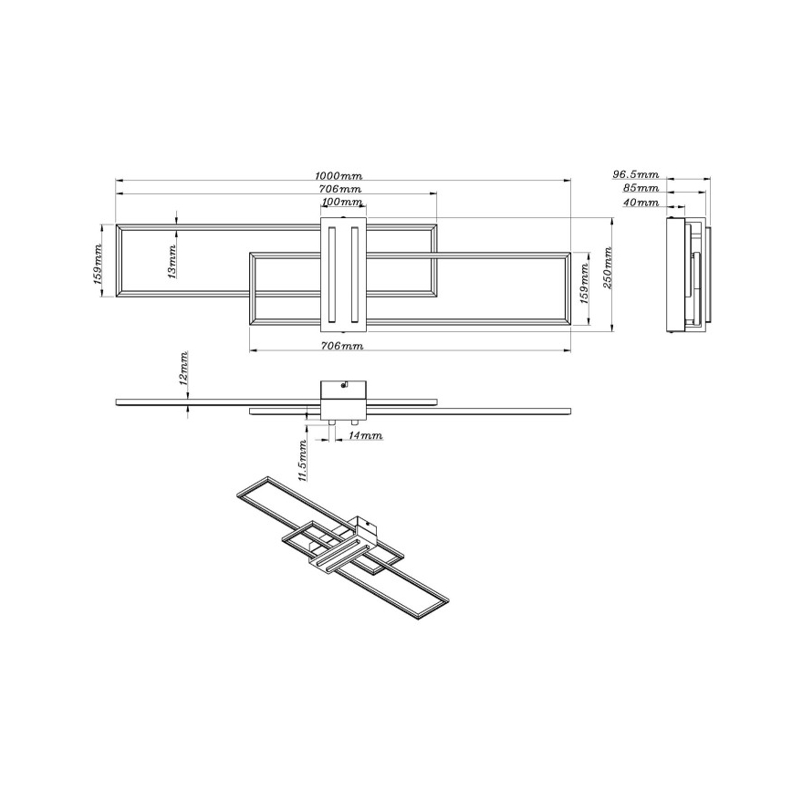 Globo - LED loftlampe LED/40W/230V 3000K 25x100 cm sort