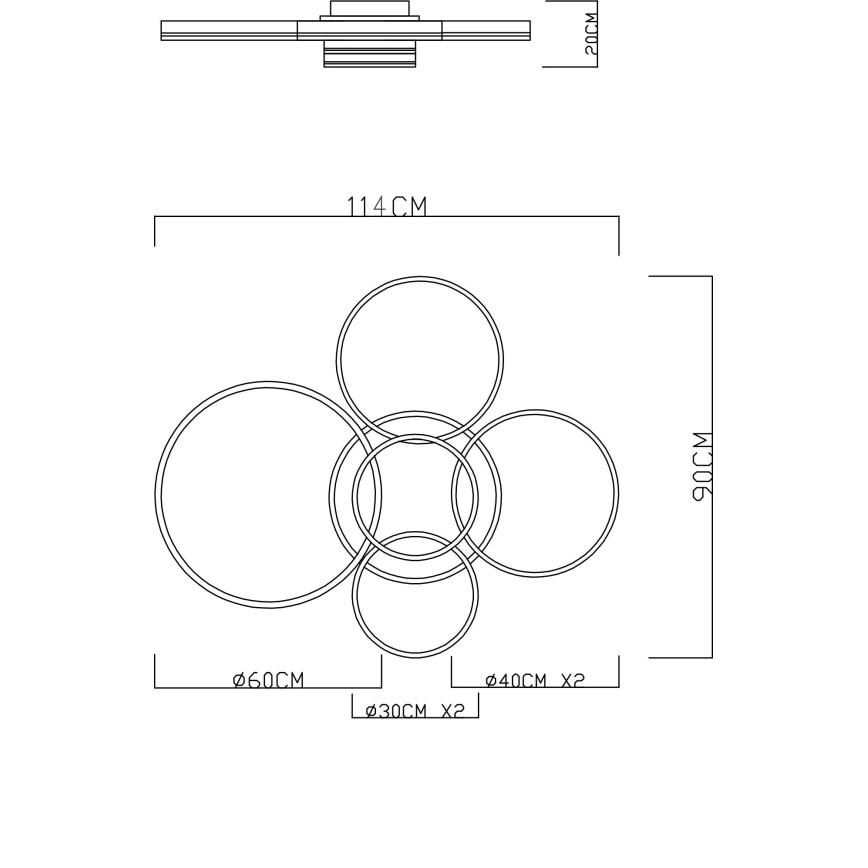 Globo - LED-dæmpbar loftlampe LED/120W/230V 2700-6000K 90x114 cm + fjernbetjening