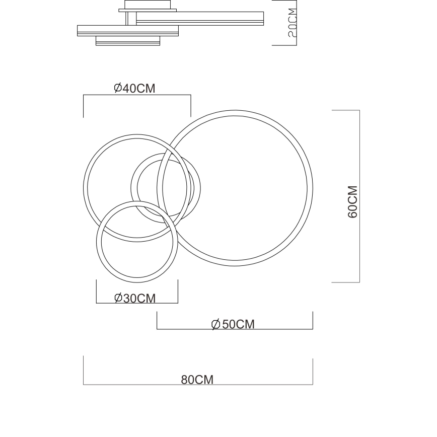 Globo - LED-dæmpbar loftlampe LED/72W/230V 2700-6000K 60x80 cm + fjernbetjening