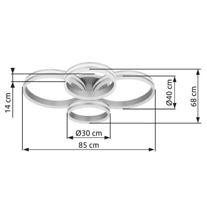 Globo - LED dæmpbart loftlampe LED/90W/230V 2700-6000K 68x85 cm + fjernbetjening