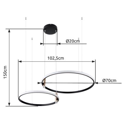 Globo - LED pendel dæmpbar LED/55W/230V 2700-6000K sort + fjernbetjening