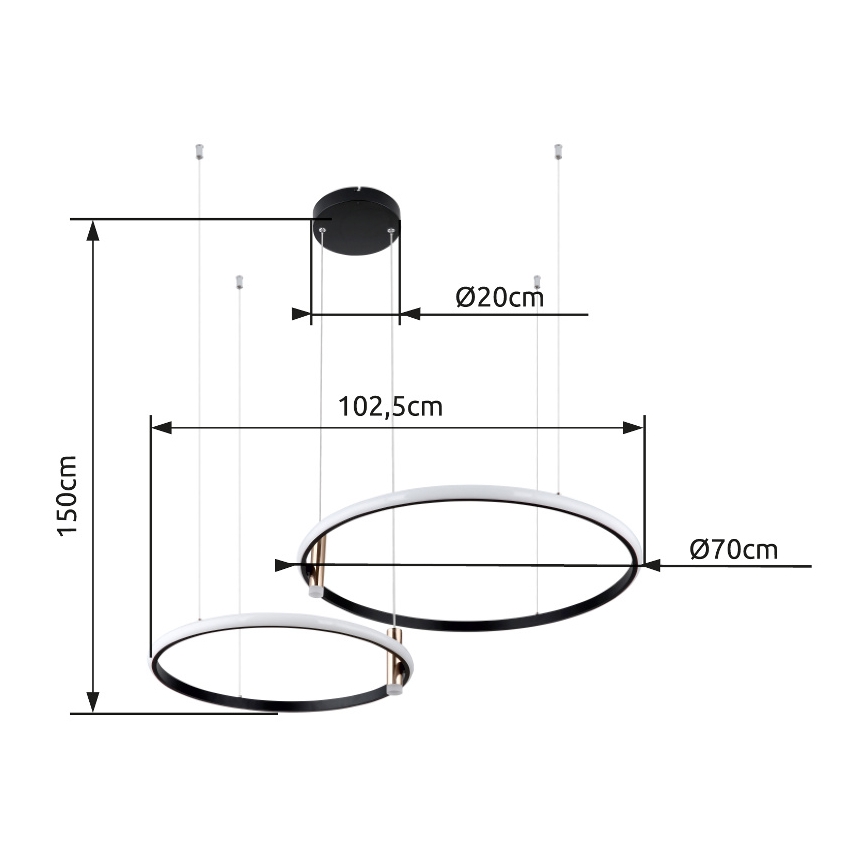 Globo - LED pendel dæmpbar LED/55W/230V 2700-6000K sort + fjernbetjening