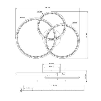 Globo - Dæmpbar LED-loftlampe LED/72W/230V 2700-6000K 50x75 cm + fjernbetjening