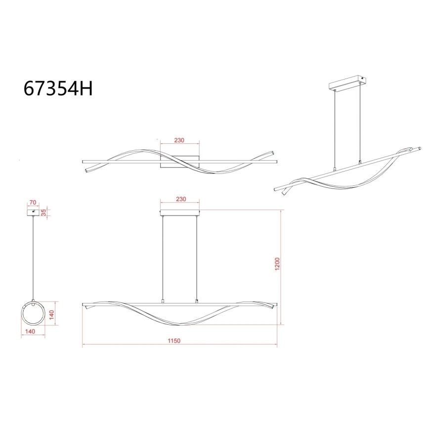 Globo - LED-pendel på wire LED/30W/230V 3000K