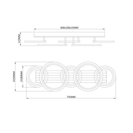 Globo - LED loftlampe LED/34W/230V 3000/4200/6000K