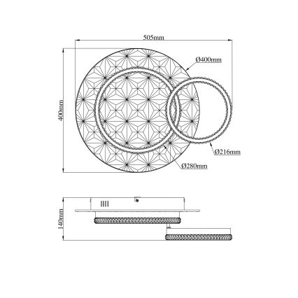 Globo - LED loftlampe LED/24W/230V 3000K 40x50,5 cm sort/guldfarvet