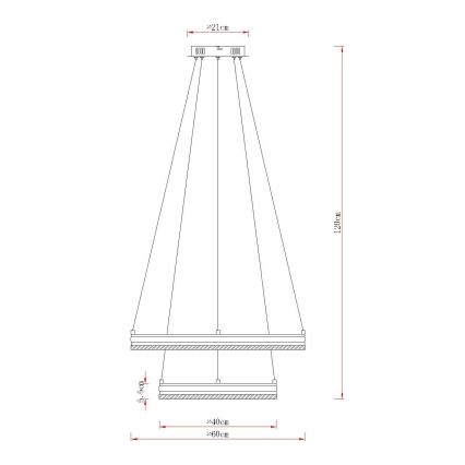 Globo - LED dæmpbar lysekrone på kabel LED/60W/230V 2700-6000K + fjernbetjening