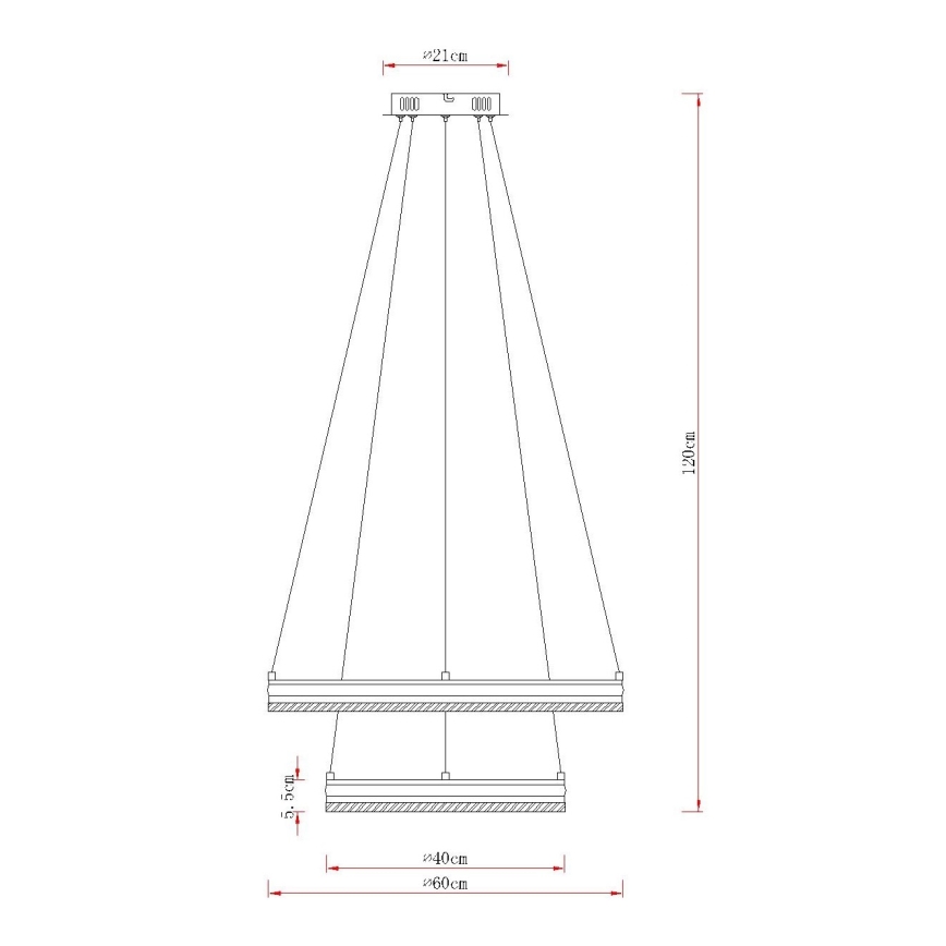 Globo - LED dæmpbar lysekrone på kabel LED/60W/230V 2700-6000K + fjernbetjening