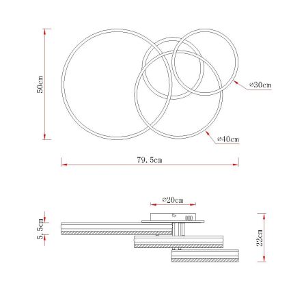 Globo - LED dæmpbar loftlampe LED/72W/230V 2700-6000K sølv + fjernbetjening