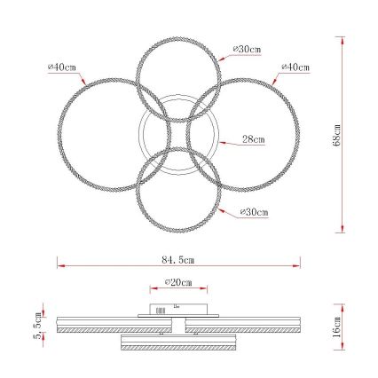 Globo - Dæmpbar LED-loftlampe LED/90W/230V 2700-6000K sølvfarvet + fjernbetjening