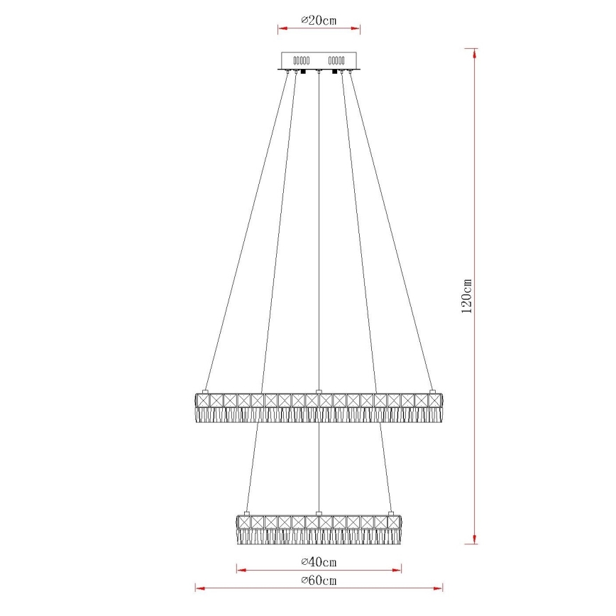 Globo - LED-dæmpbar pendel på wire LED/60W/230V 2700-6000K klar + fjernbetjening