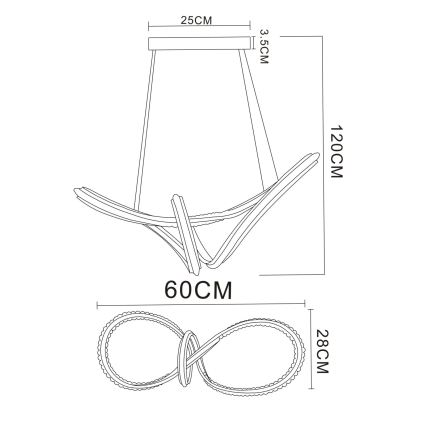 Globo - LED dæmpbar pendel på ledning LED/45W/230V 2700-6000K blank krom + fjernbetjening