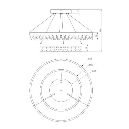 Globo - LED lysekrone i en snor 1xLED/60W/230V