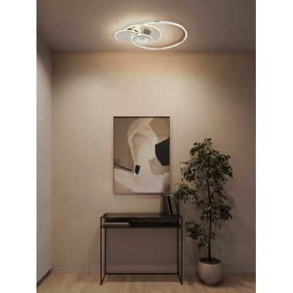 Globo - Dæmpbar LED loftlampe 24W/230V 2700-6500K 45x56 cm sølv + fjernbetjening