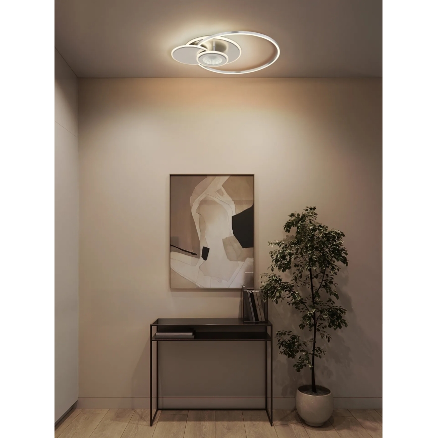 Globo - Dæmpbar LED loftlampe 24W/230V 2700-6500K 45x56 cm sølv + fjernbetjening