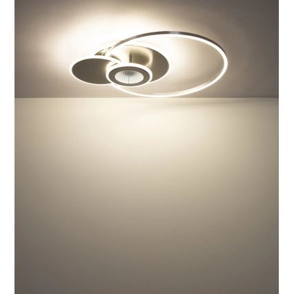 Globo - Dæmpbar LED loftlampe 24W/230V 2700-6500K 45x56 cm sølv + fjernbetjening