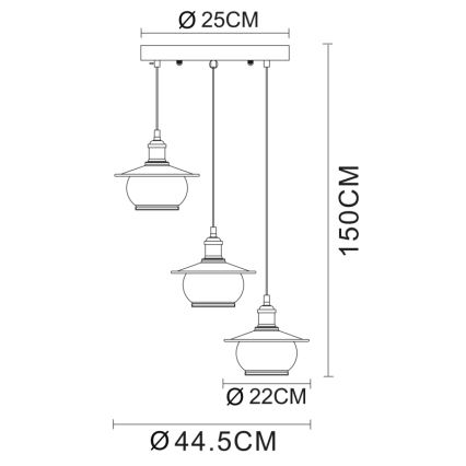 Globo - Pendel 3xE27/60W/230V