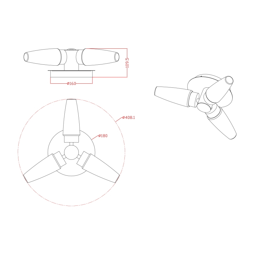 Globo 78160-3D - badeværelse spotlampe 3xE14/20W IP44