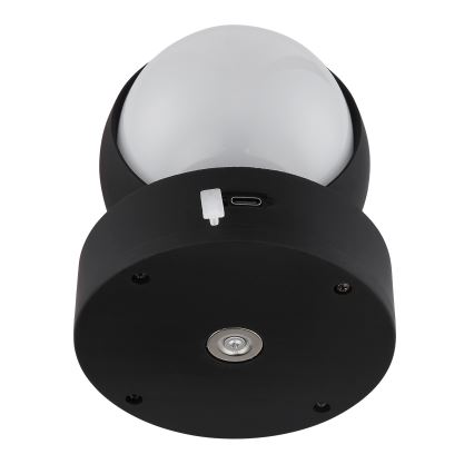 Globo - LED væglampe m. touch-funktion dæmpbar og genopladelig LED/1,4W/5V 1800 mAh sort