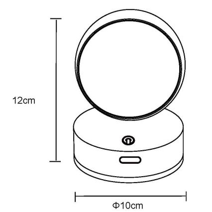 Globo - LED væglampe m. touch-funktion dæmpbar og genopladelig LED/1,4W/5V 1800 mAh sort