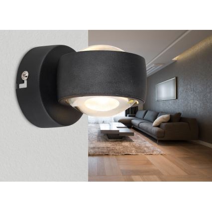 Globo - LED væglampe LED/7W/230V 3000K sort