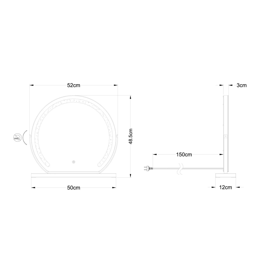 Globo - LED spejl m. baggrundslys dæmpbart LED/10W/230V 2700/4000/6500K 12x48,5 cm