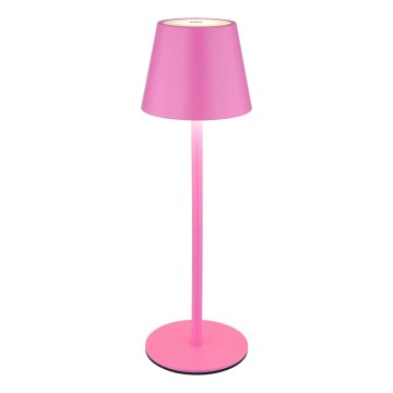 Globo - Dæmpbar, berøringsbetjent genopladelig udendørs LED-bordlampe 3 i 1 LED/3W/5V 3000/4000/5000K IP54 1800 mAh lyserød