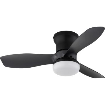 Globo - Dæmpbar loftventilator med LED, 15 W, 230 V, 2700–6500 K, sort + fjernbetjening
