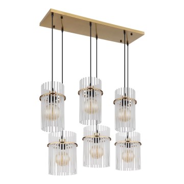 Globo - Elegant pendel på wire 6xE27/60W/230V guld