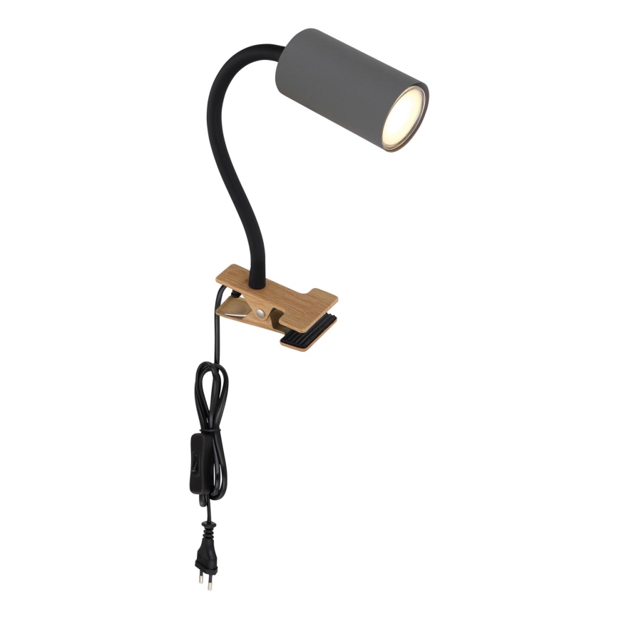 Globo - Fleksibel lampe med klemme 1xGU10/25W/230V grå/brun