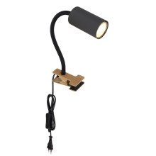 Globo - Fleksibel lampe med klemme 1xGU10/25W/230V sort/brun