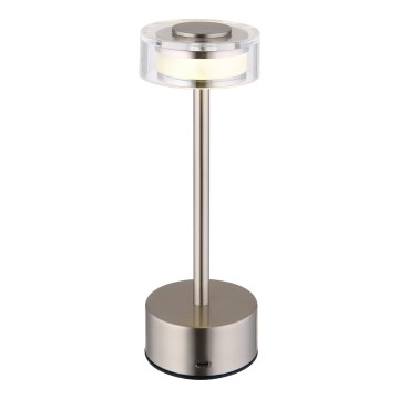 Globo - Genopladelig  LED bordlampe m. touch-funktion dæmpbar LED/2,5W/3,7V 2700/4000/6500K 1800mAh mat krom