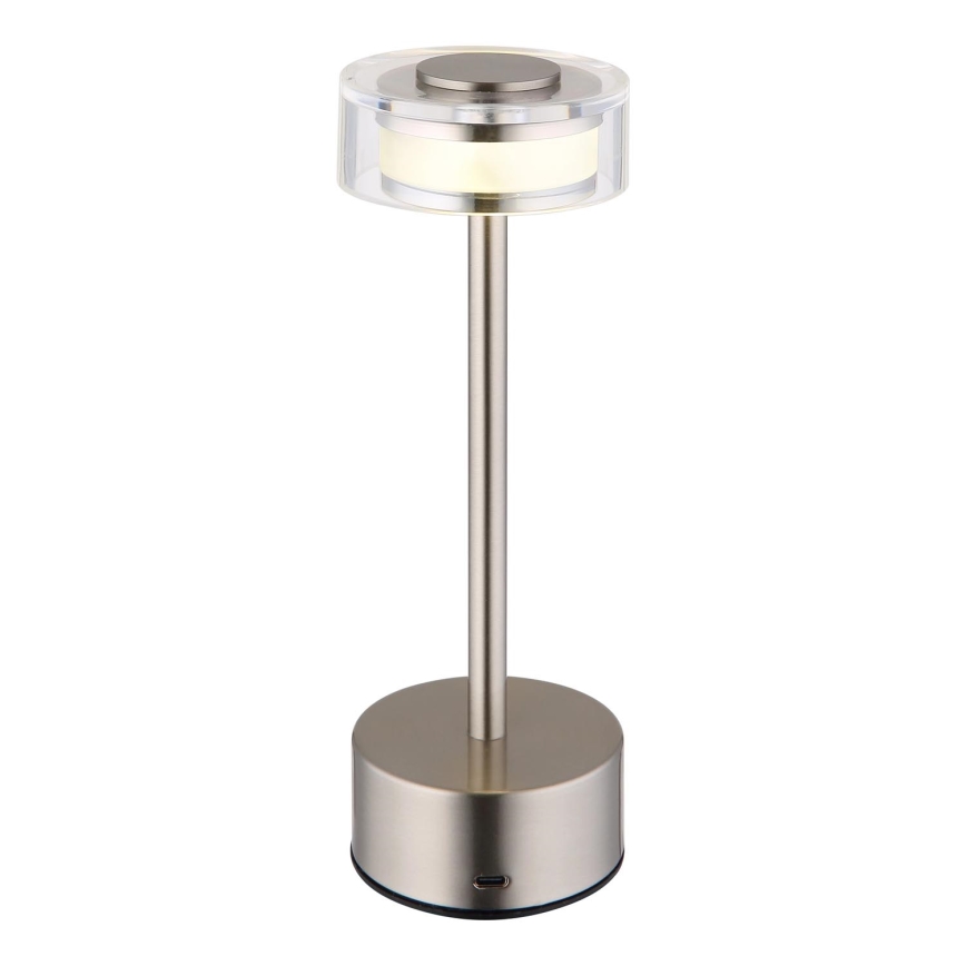 Globo - Genopladelig  LED bordlampe m. touch-funktion dæmpbar LED/2,5W/3,7V 2700/4000/6500K 1800mAh mat krom