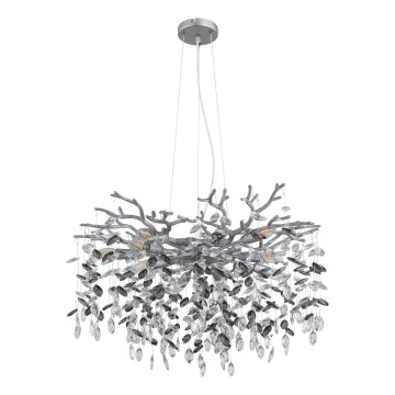 Globo - Kabelophængt lysekrone 10xE14/40W/230V sølvfarvet