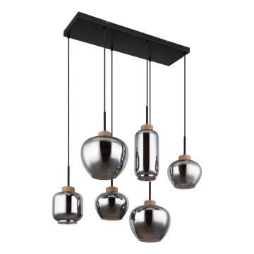 Globo - Kabelpendel 6xE27/40W/230V sort